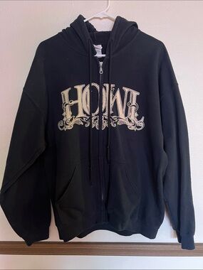 Howl - 2012 tour hoodie- Black Zip-Up Hoodie with Cream Graphic